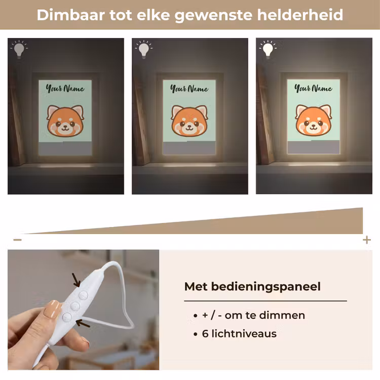 Panda - Groen - Cartoon Light Box met kabel (Kinderlampje) klein -USP_dimbaarNL
