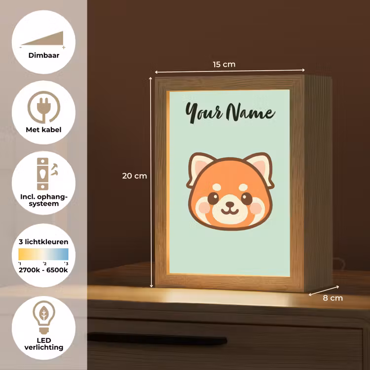 Panda - Groen - Cartoon Light Box met kabel (Kinderlampje) klein -USP_NL