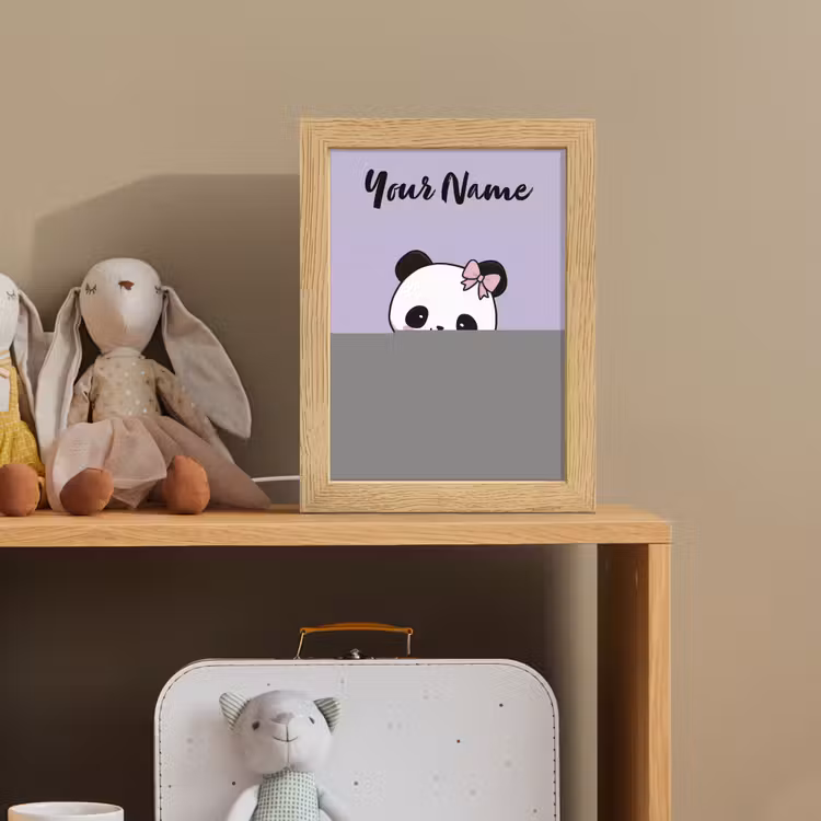 Panda - Paars - Strikje - Kawaii Light Box met kabel (Kinderlampje) klein -sfeer2_kind
