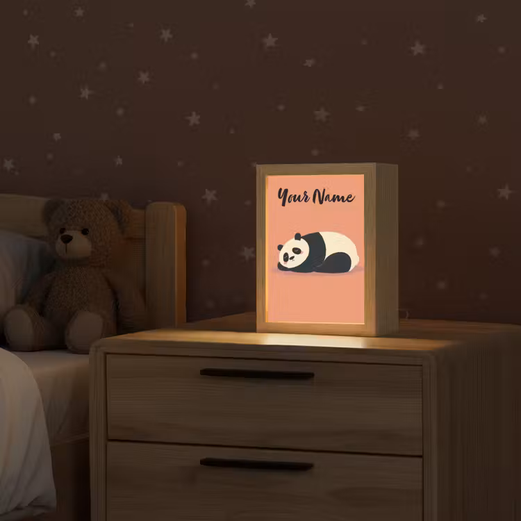 Panda - Slaap - Oranje Light Box met kabel (Kinderlampje) klein -sfeer1_kind