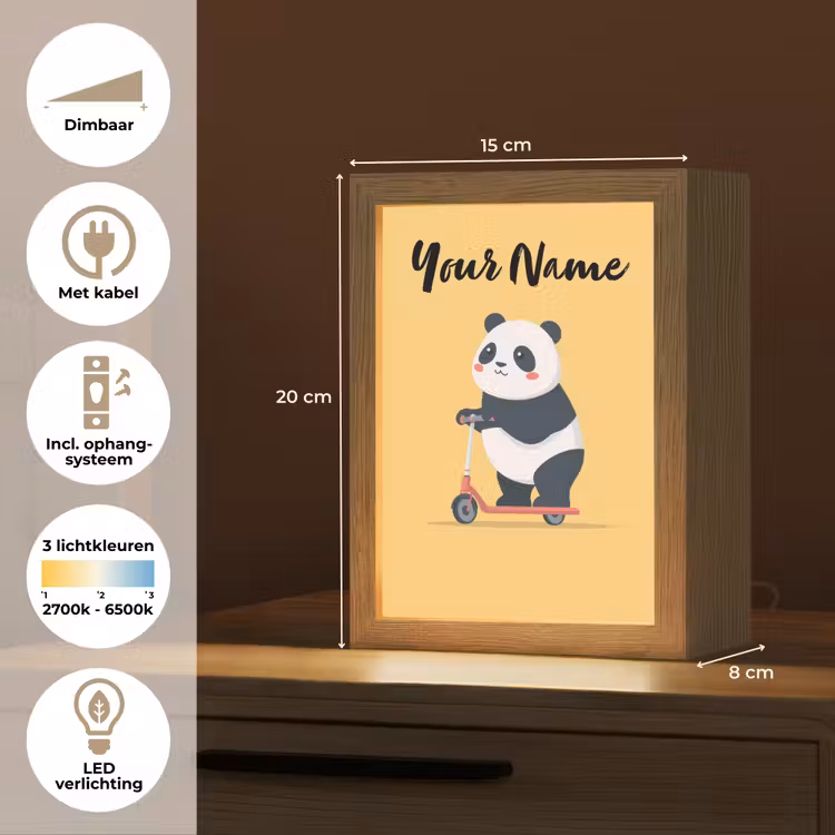 Panda - Step - Geel Light Box met kabel (Kinderlampje) klein -USP_NL