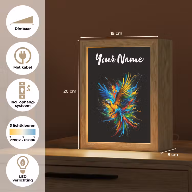 Papegaai - Vogel - Dier - Kleurrijk - Verf Light Box met kabel (Kinderlampje) klein -USP_NL