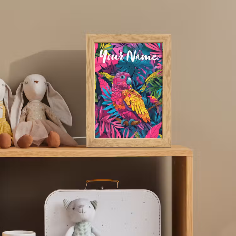 Papegaai - Tropisch - Jungle - Kleurrijk Light Box met kabel (Kinderlampje) klein -sfeer2_kind