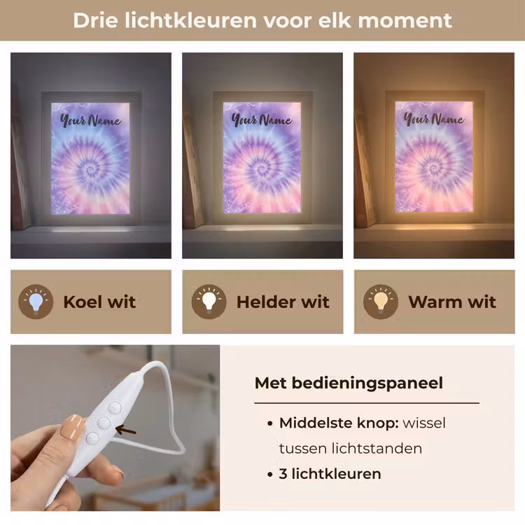 Pastel - Paars - Spiraal - Marmer Light Box met kabel (Kinderlampje) klein -USP_lichtkleurNL