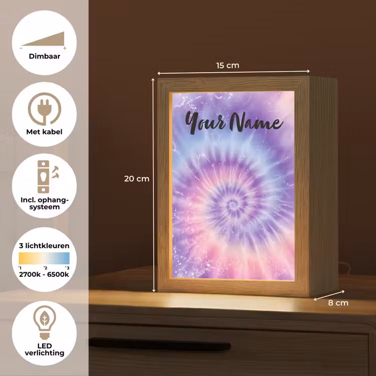 Pastel - Paars - Spiraal - Marmer Light Box met kabel (Kinderlampje) klein -USP_NL