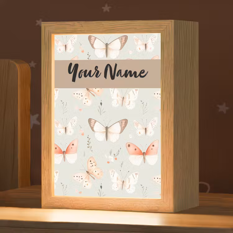 Patroon - Vlinders - Sierlijk - Bloemen Light Box met kabel (Kinderlampje) klein -zzz_3d_website