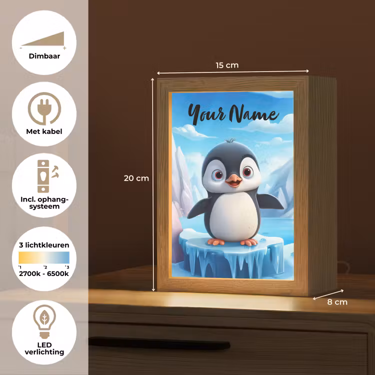 Pinguïn - Meisjes - Pooldieren - Kinderen Light Box met kabel (Kinderlampje) klein -USP_NL