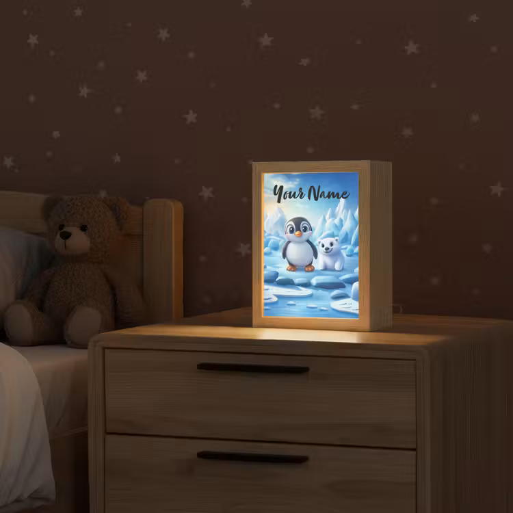 Pinguïn - IJsbeer - IJs - Sneeuw Light Box met kabel (Kinderlampje) klein -sfeer1_kind