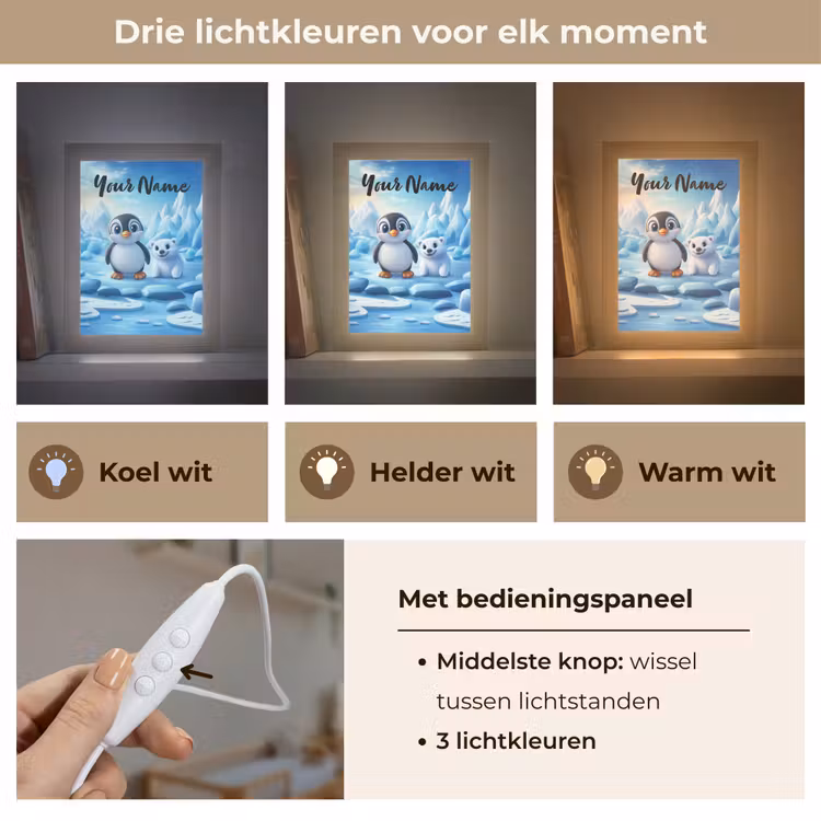 Pinguïn - IJsbeer - IJs - Sneeuw Light Box met kabel (Kinderlampje) klein -USP_lichtkleurNL