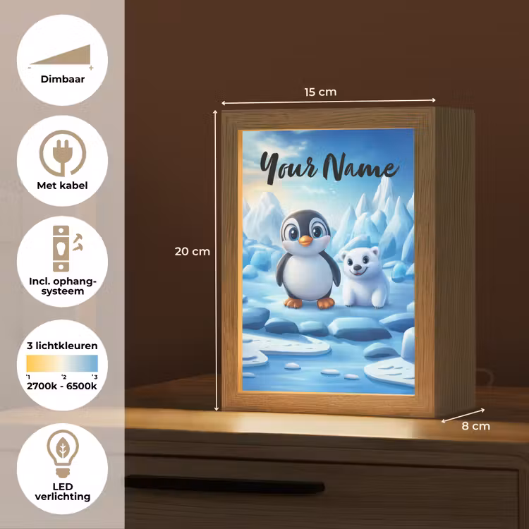 Pinguïn - IJsbeer - IJs - Sneeuw Light Box met kabel (Kinderlampje) klein -USP_NL