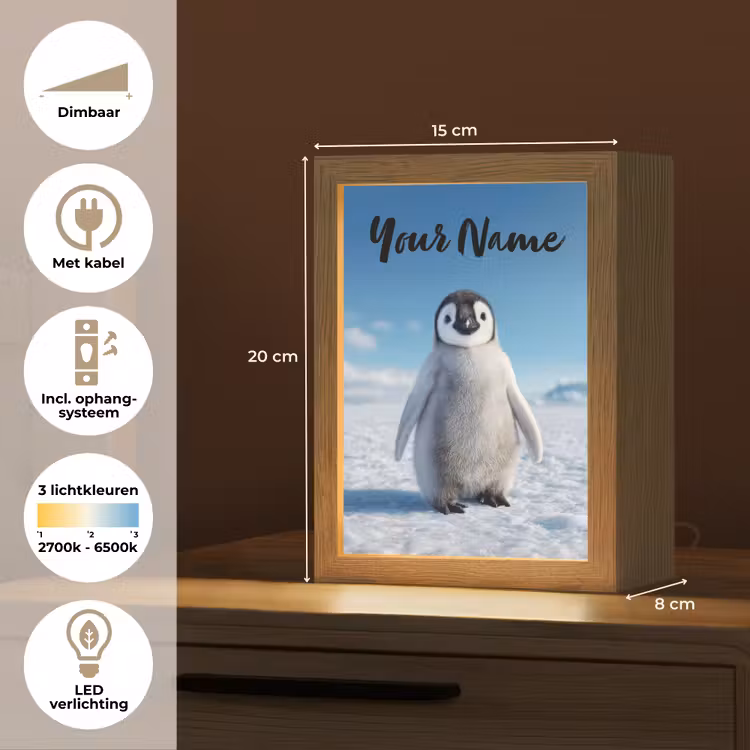 Pinguïn - Sneeuw - Landschap - Wit Light Box met kabel (Kinderlampje) klein -USP_NL