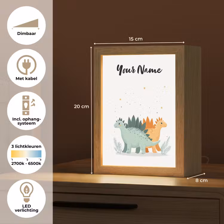 Planten - Sterren - Dinosaurussen - Oranje Light Box met kabel (Kinderlampje) klein -USP_NL