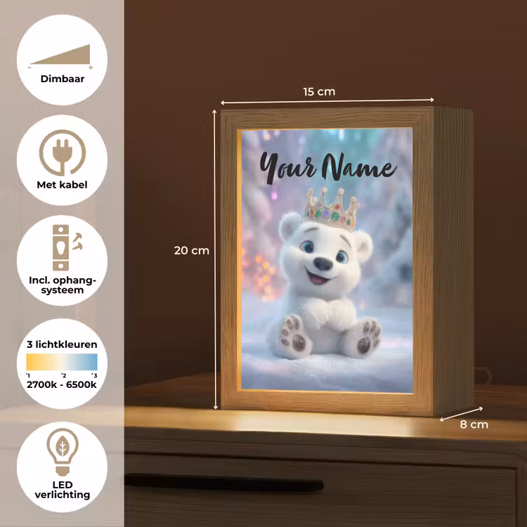 Ijsbeer - Kroon - Winter Light Box met kabel (Kinderlampje) klein -USP_NL