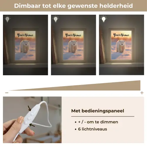 Ijsbeer - Sneeuw - Zonsopgang Light Box met kabel (Kinderlampje) klein -USP_dimbaarNL
