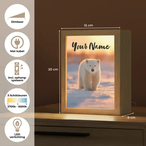 Ijsbeer - Sneeuw - Zonsopgang Light Box met kabel (Kinderlampje) klein -USP_NL