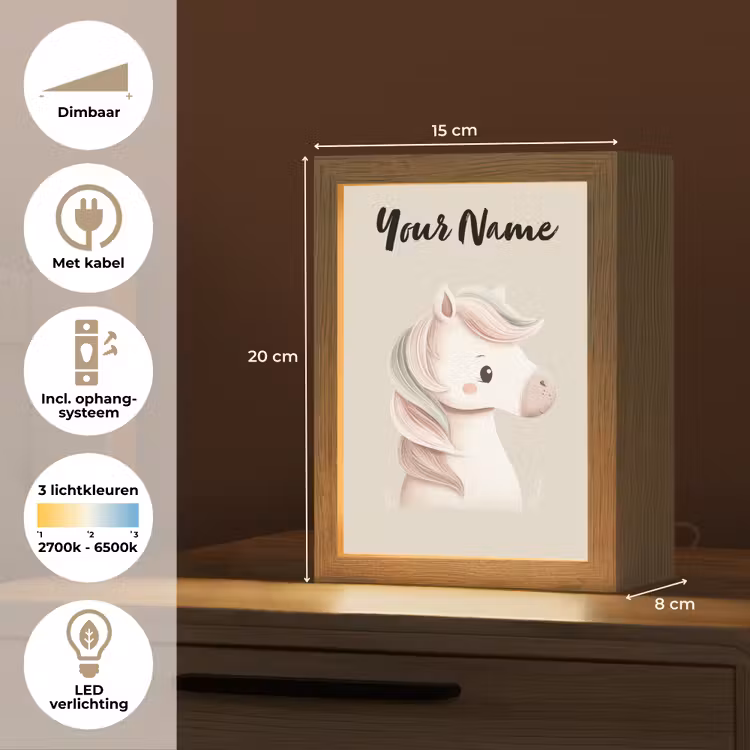 Pony - Beige - Manen - Pastel Light Box met kabel (Kinderlampje) klein -USP_NL