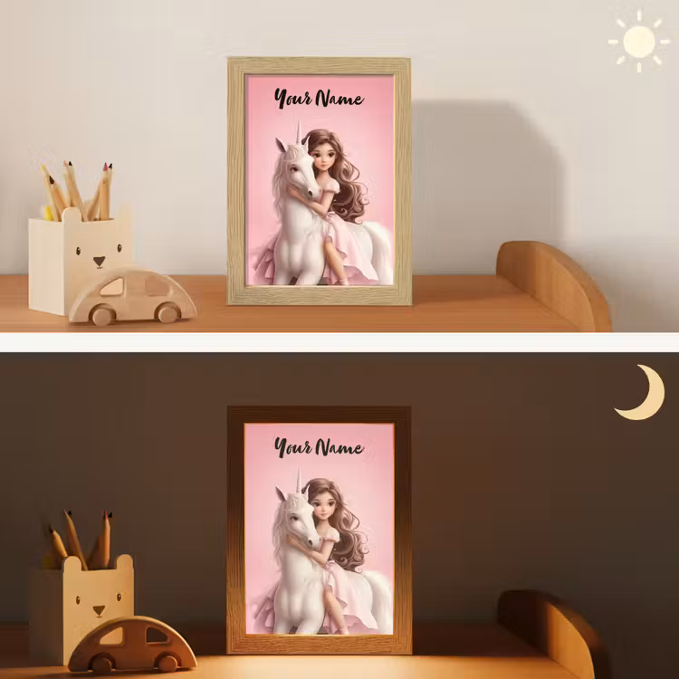 Prinses - Roze - Eenhoorn Light Box met kabel (Kinderlampje) klein -sfeer3_kind