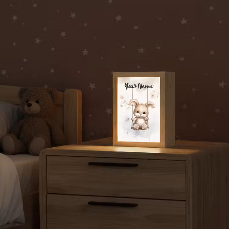 Konijn - Baby dier - Kinderen Light Box met kabel (Kinderlampje) klein -sfeer1_kind