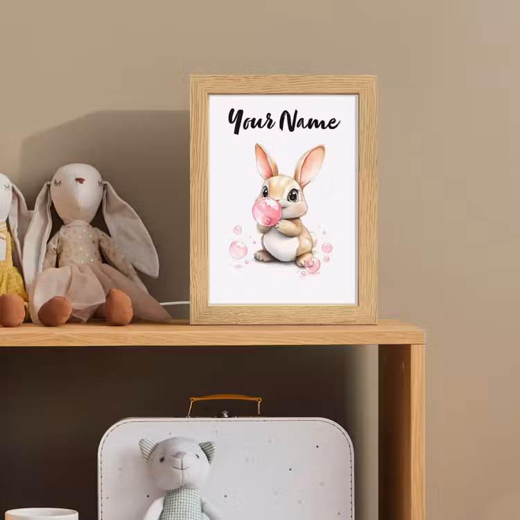 Konijn - Roze - Bellen Light Box met kabel (Kinderlampje) klein -sfeer2_kind
