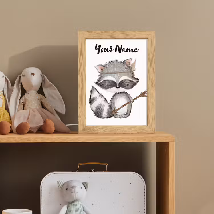 Wasbeer - Dier - Bosdieren Light Box met kabel (Kinderlampje) klein -sfeer2_kind