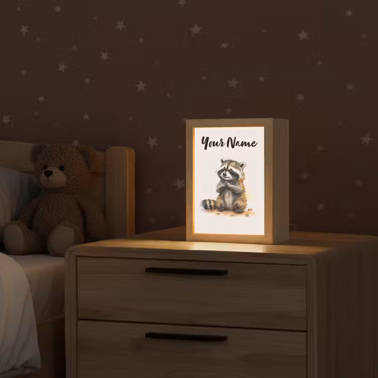 Wasbeer - Waterverf - Kleuren - Dieren - Kids Light Box met kabel (Kinderlampje) klein -sfeer1_kind