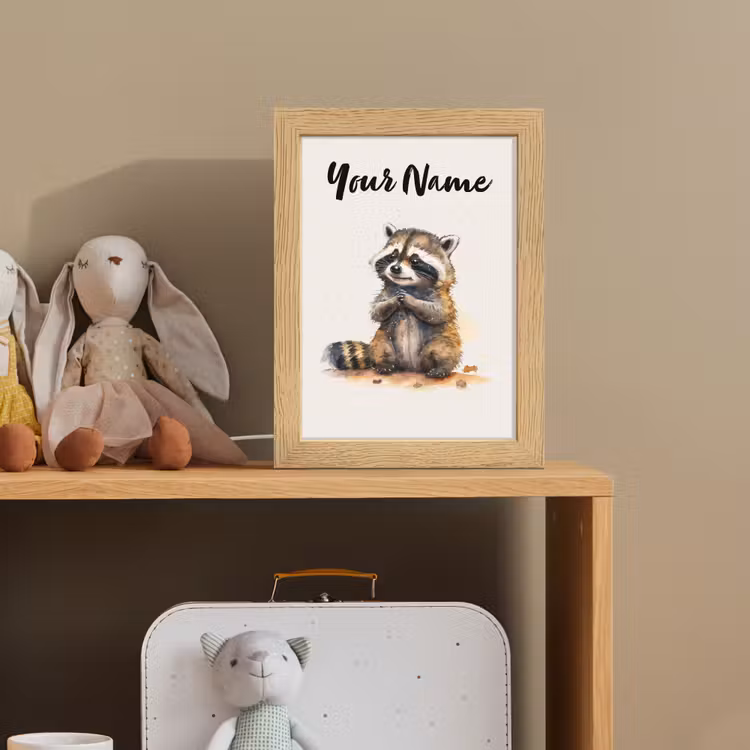 Wasbeer - Waterverf - Kleuren - Dieren - Kids Light Box met kabel (Kinderlampje) klein -sfeer2_kind