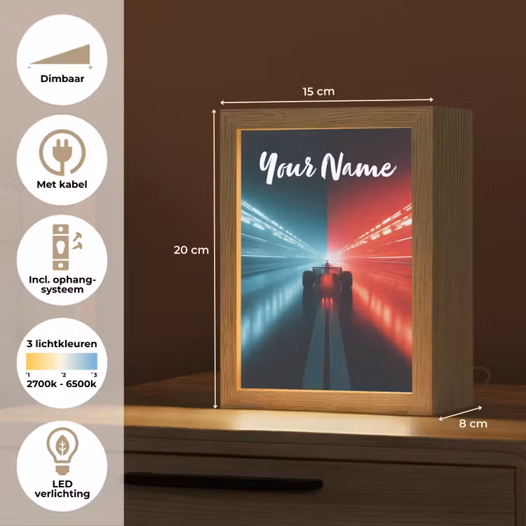 Raceauto - Verlichting - Neon - Rood Light Box met kabel (Kinderlampje) klein -USP_NL