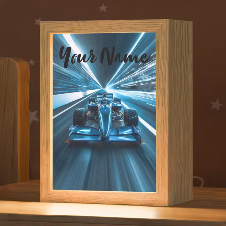 Race - Auto - Formule 1 - Jongens - Blauw Light Box met kabel (Kinderlampje) klein -zzz_3d_website
