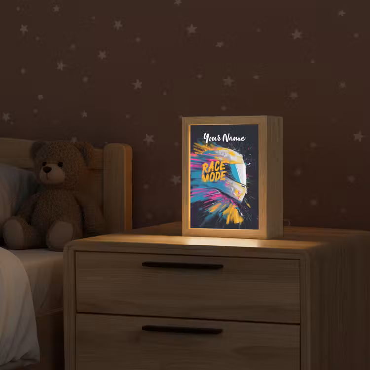 Racehelm - Abstract - Verf - Kleurrijk Light Box met kabel (Kinderlampje) klein -sfeer1_kind