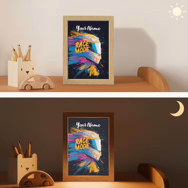 Racehelm - Abstract - Verf - Kleurrijk Light Box met kabel (Kinderlampje) klein -sfeer3_kind