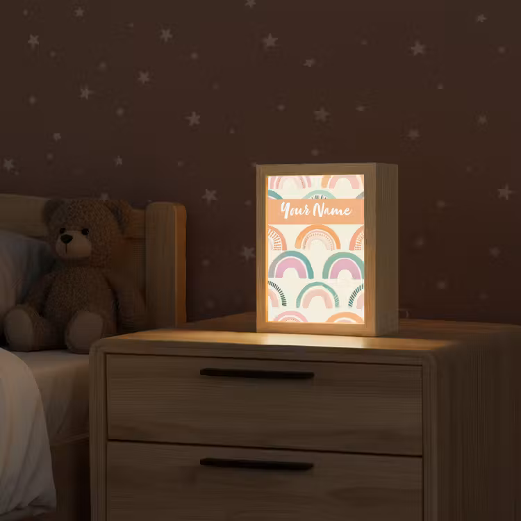 Regenboog - Pastel - Patroon Light Box met kabel (Kinderlampje) klein -sfeer1_kind