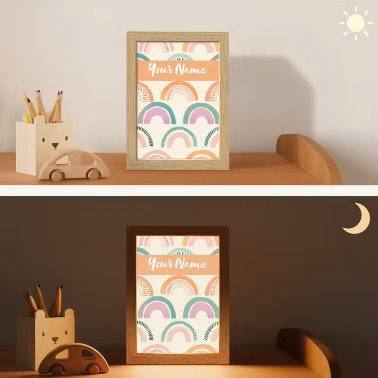 Regenboog - Pastel - Patroon Light Box met kabel (Kinderlampje) klein -sfeer3_kind