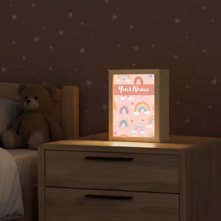Regenboog - Patroon - Pastel Light Box met kabel (Kinderlampje) klein -sfeer1_kind