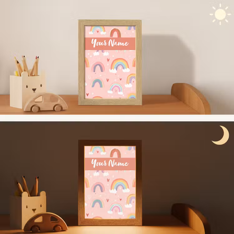 Regenboog - Patroon - Pastel Light Box met kabel (Kinderlampje) klein -sfeer3_kind