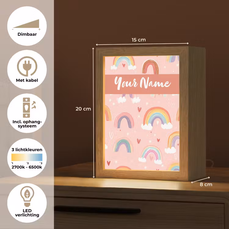 Regenboog - Patroon - Pastel Light Box met kabel (Kinderlampje) klein -USP_NL