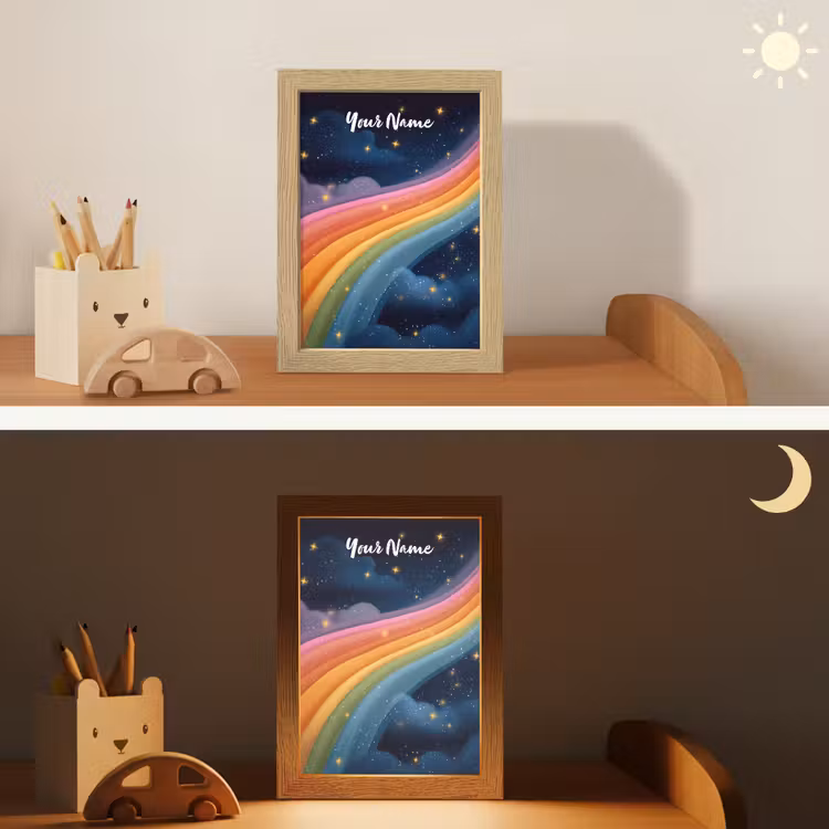 Regenboog - Sterrenhemel - Kleurrijk Light Box met kabel (Kinderlampje) klein -sfeer3_kind