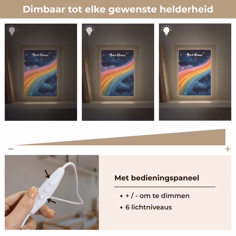 Regenboog - Sterrenhemel - Kleurrijk Light Box met kabel (Kinderlampje) klein -USP_dimbaarNL