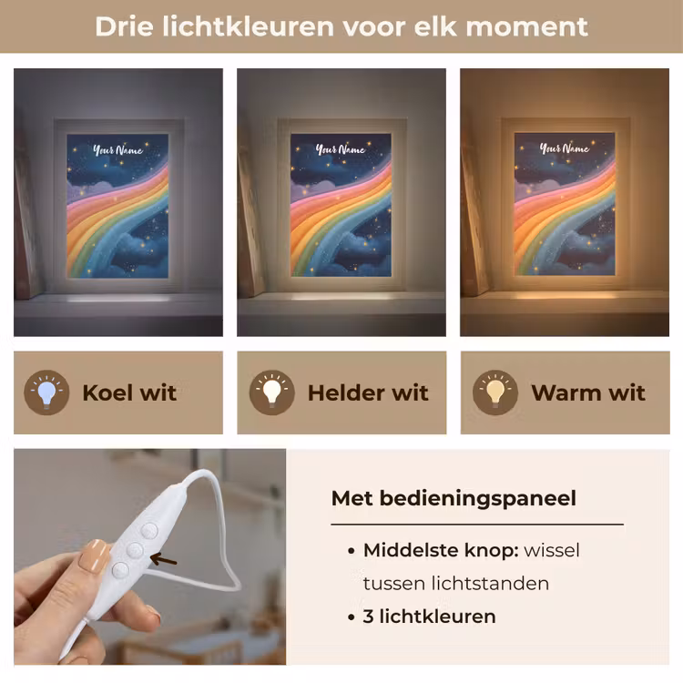 Regenboog - Sterrenhemel - Kleurrijk Light Box met kabel (Kinderlampje) klein -USP_lichtkleurNL
