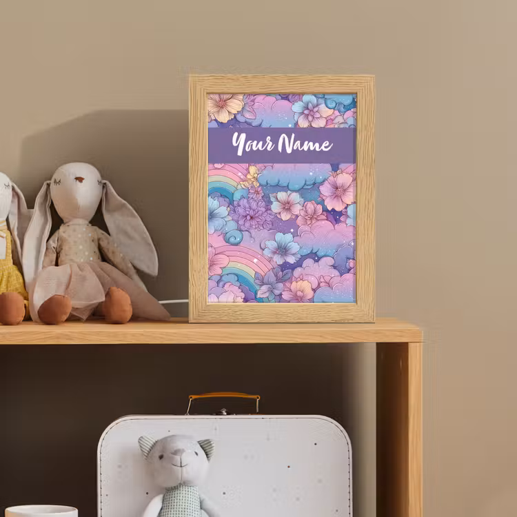 Regenbogen - Bloemen - Kleurrijk - Wolken Light Box met kabel (Kinderlampje) klein -sfeer2_kind
