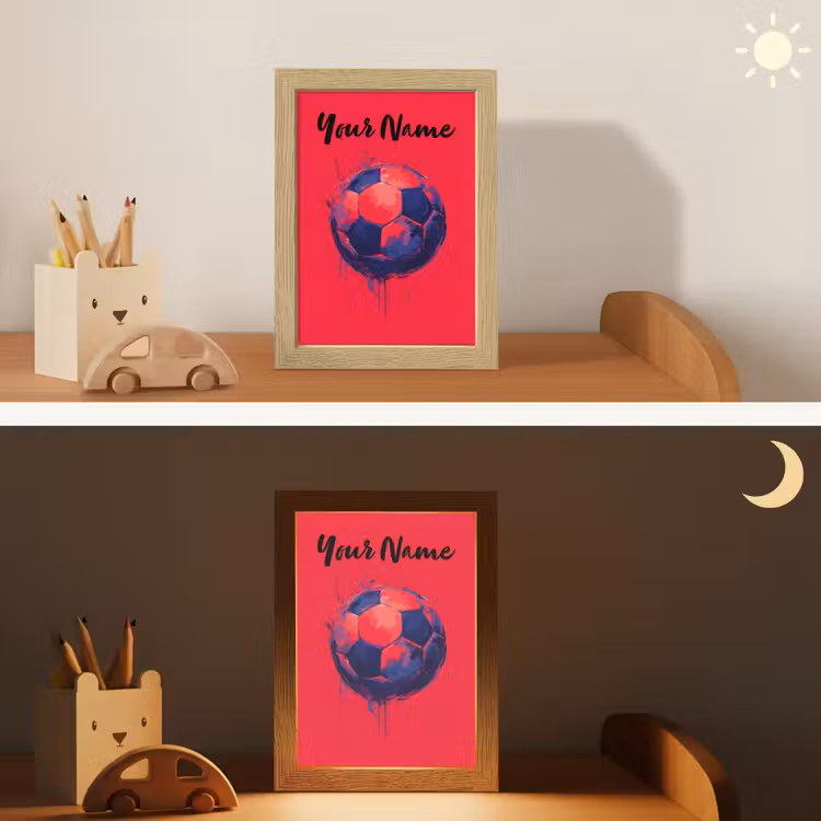 Rood - Voetbal - Abstract - Verfspatten Light Box met kabel (Kinderlampje) klein -sfeer3_kind