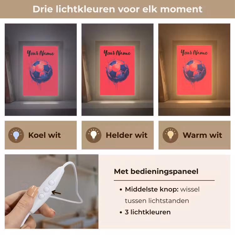 Rood - Voetbal - Abstract - Verfspatten Light Box met kabel (Kinderlampje) klein -USP_lichtkleurNL