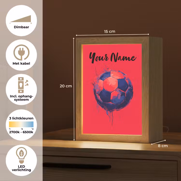 Rood - Voetbal - Abstract - Verfspatten Light Box met kabel (Kinderlampje) klein -USP_NL