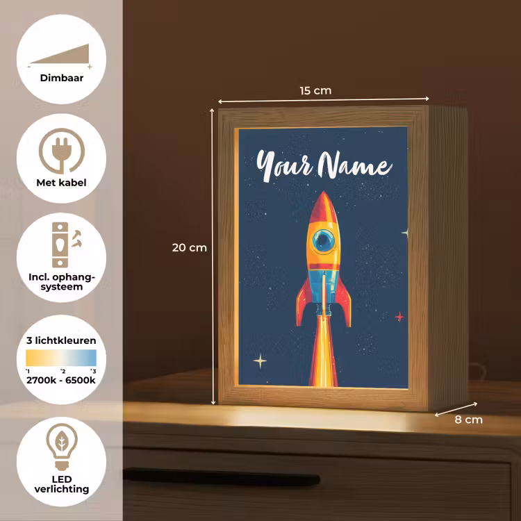 Raket - Rookwolken - Ruimte Light Box met kabel (Kinderlampje) klein -USP_NL