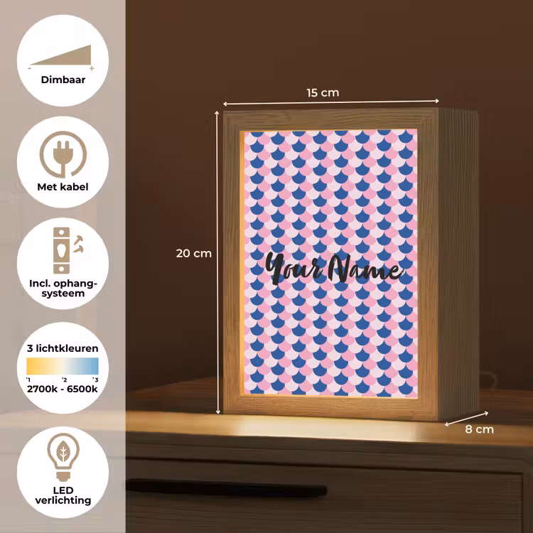Schubben - Patroon - Blauw - Roze Light Box met kabel (Kinderlampje) klein -USP_NL