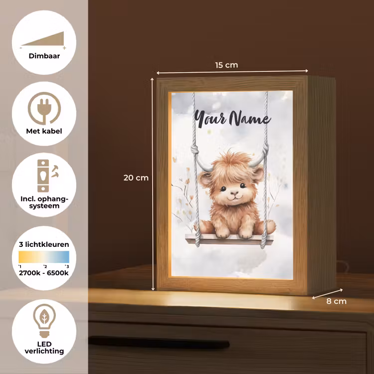 Schotse hooglander - Dier - Kinderen Light Box met kabel (Kinderlampje) klein -USP_NL