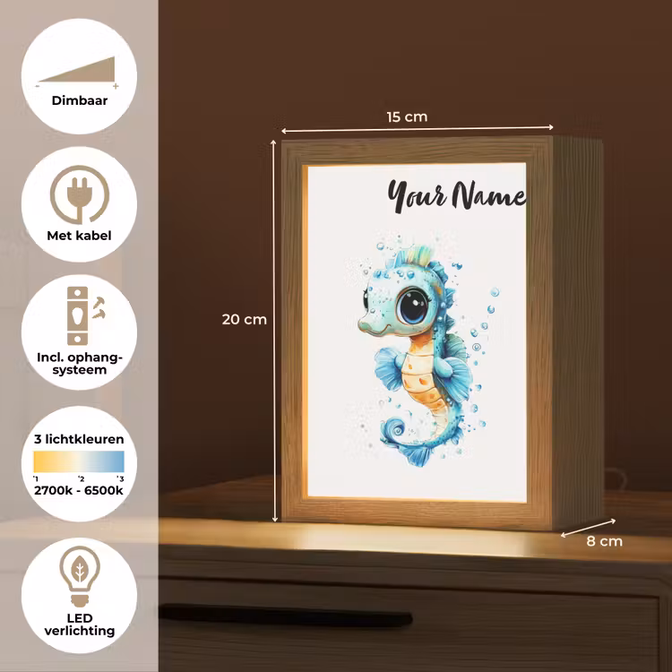 Zeepaardje - Spetters - Blauw Light Box met kabel (Kinderlampje) klein -USP_NL