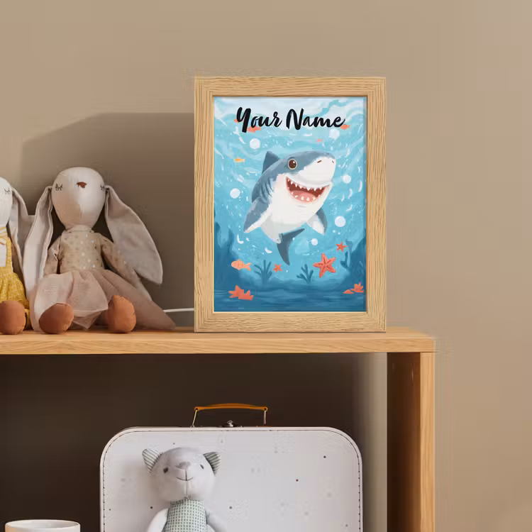 Haai - Vissen - Blauw - Onderwater Light Box met kabel (Kinderlampje) klein -sfeer2_kind