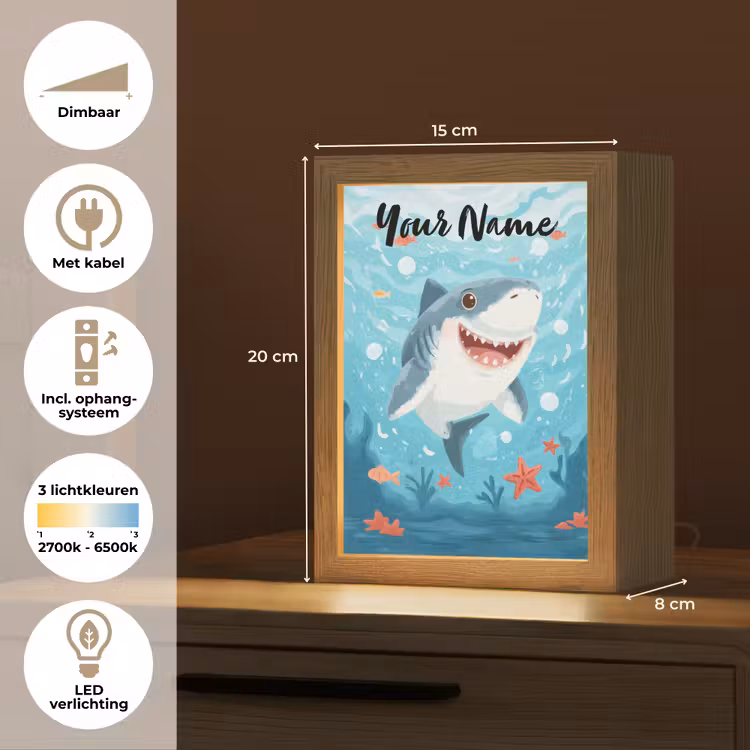 Haai - Vissen - Blauw - Onderwater Light Box met kabel (Kinderlampje) klein -USP_NL
