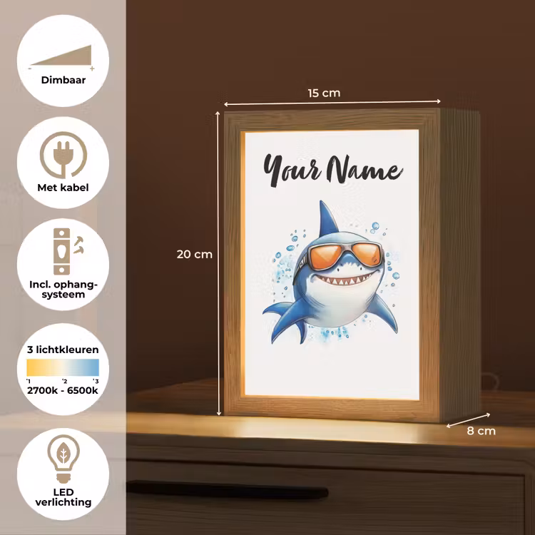 Haai - Zonnebril - Blauw - Water Light Box met kabel (Kinderlampje) klein -USP_NL