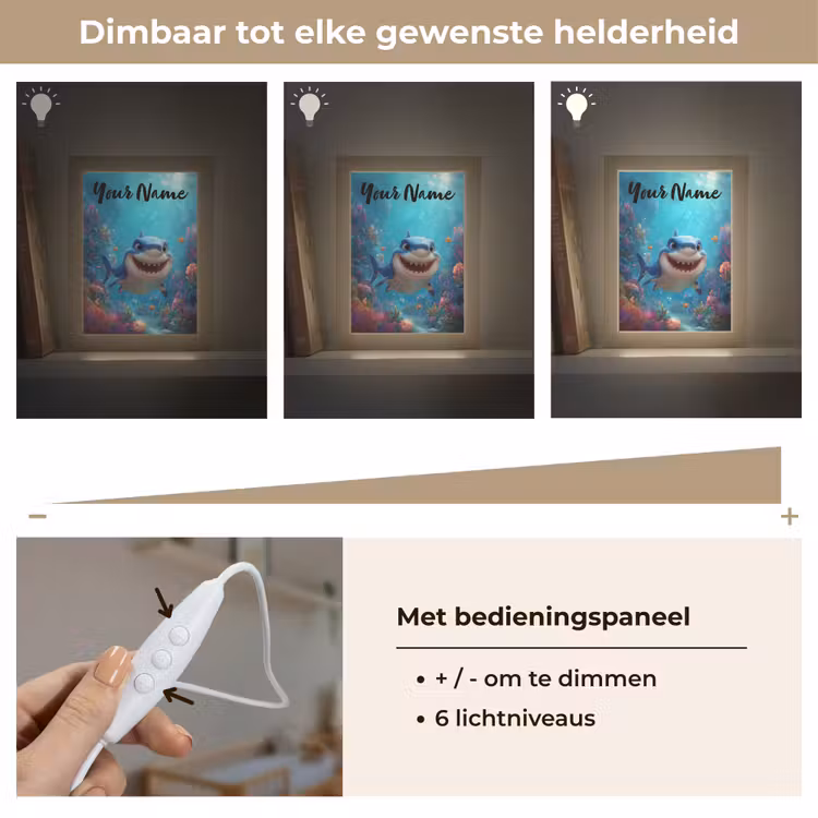 Haai - Onderwaterwereld - Oceaan Light Box met kabel (Kinderlampje) klein -USP_dimbaarNL